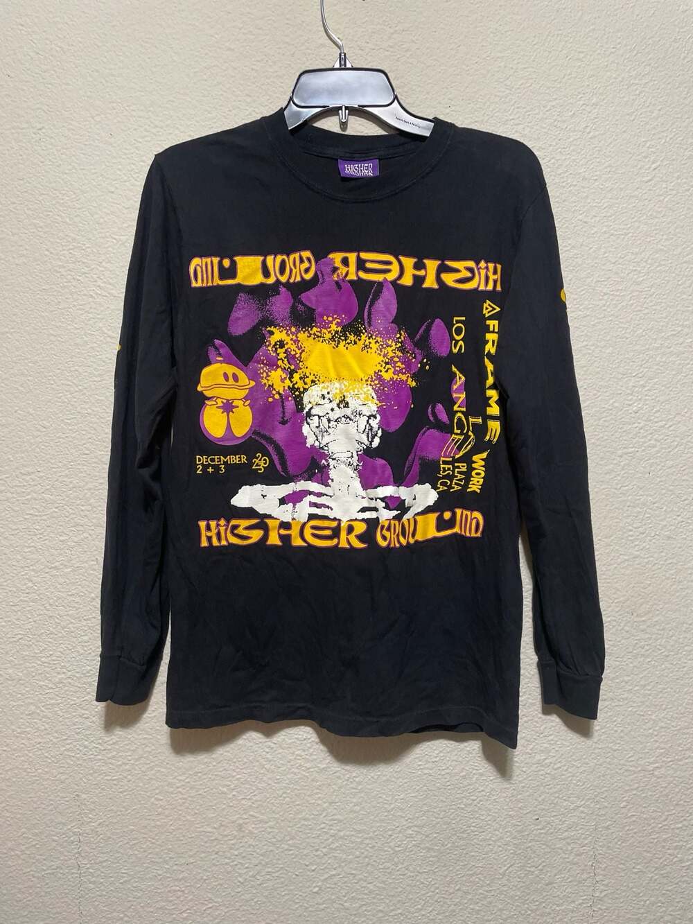 Higher Ground Framework Los Angeles Graphic Long Sleeve T-Shirt Black Small